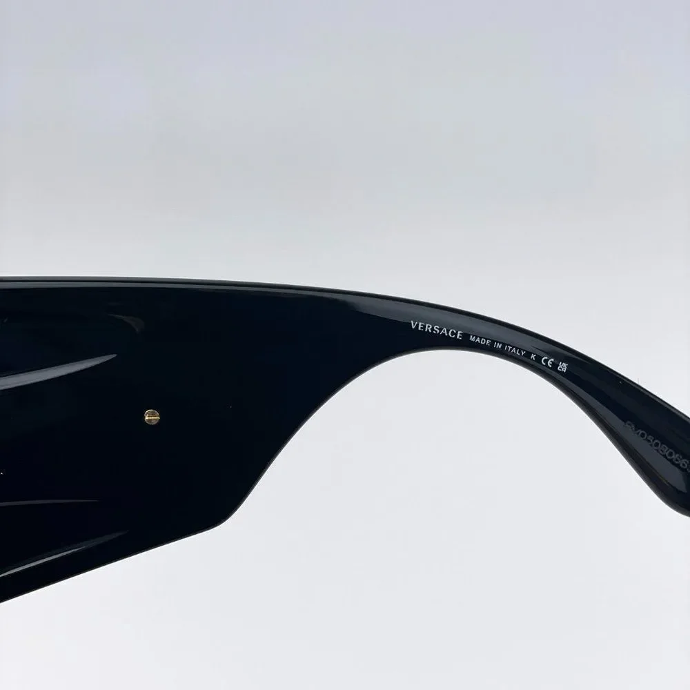Versace VE4451 GB1/55 Sunglasses Black Grey Mirrored Blue Wraparound Unisex